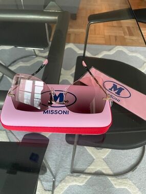 Missoni Rimless Gradient Sunglasses in Pink and Gold